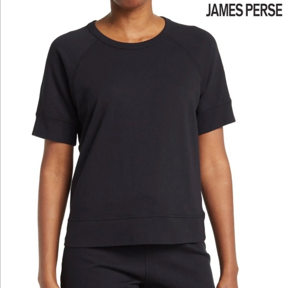 James Perse Black Short-Sleeve Crewneck Top